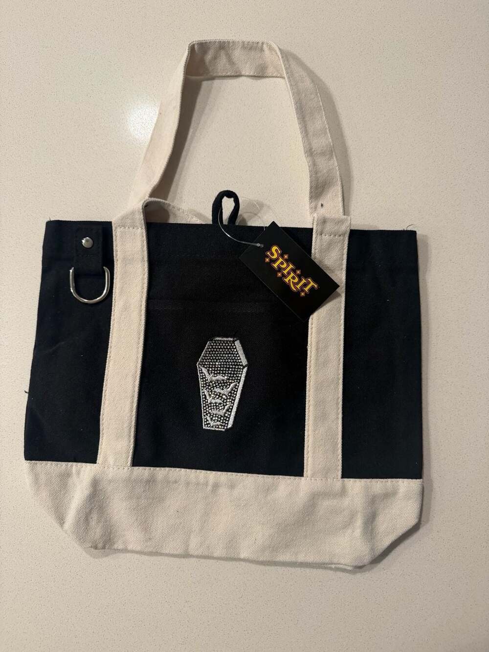 Spirit Halloween Coffin Mini Tote Bag Black White